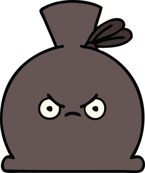 Bir insan tarafından çizilmiş şirin bir çuval karikatürü