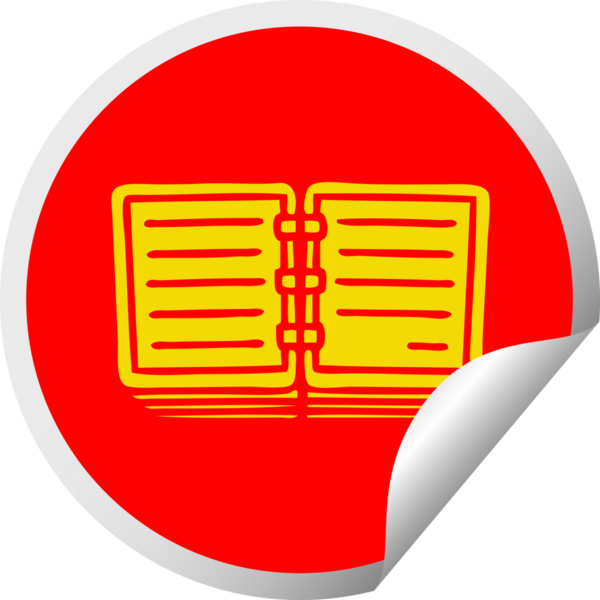 Bir insan tarafından çizilmiş bir not defterinin dairesel soyma etiketi.