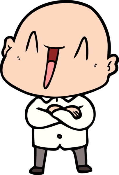 Bir insan tarafından çizilmiş mutlu, kel adam.