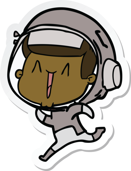 Bir insan tarafından çizilmiş mutlu bir astronotun çıkartması.