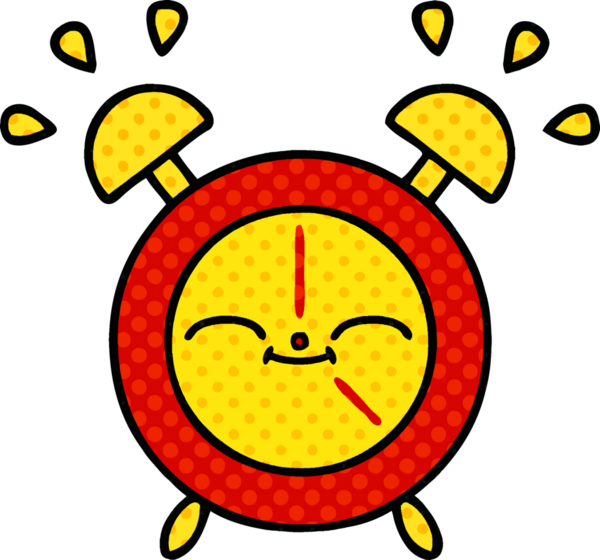 bir insan tarafından çizilmiş bir çalar saatin çizgi roman tarzı