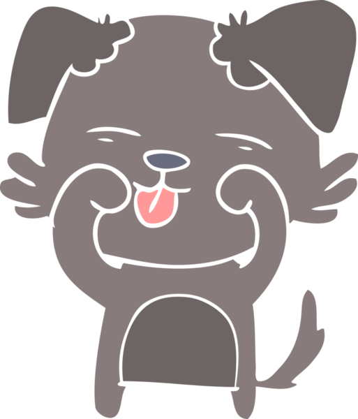 Bir insan tarafından çizilmiş düz renkli çizgi film köpeği.