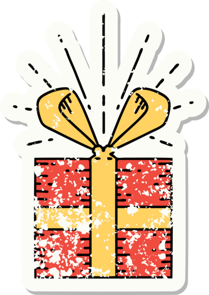 Bir insan tarafından çizilmiş dövme stili eski bir çıkartma.