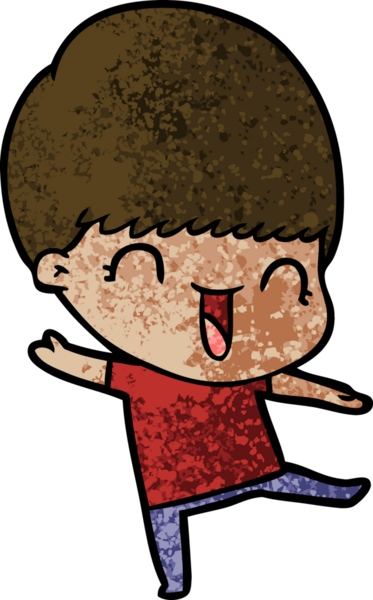 Bir insan tarafından çizilmiş mutlu çizgi film çocuğu.