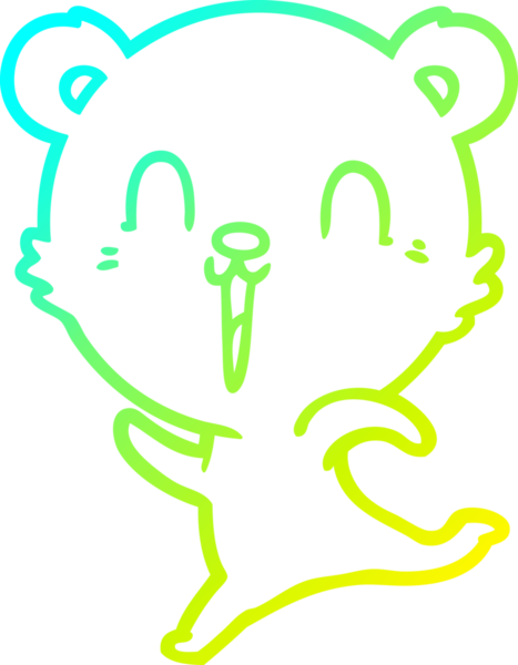 Bir insan tarafından çizilmiş mutlu bir kutup ayısının soğuk çizgi çizimi.