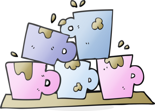 Bir insan tarafından çizilmiş serbest çizim kahve fincanları.