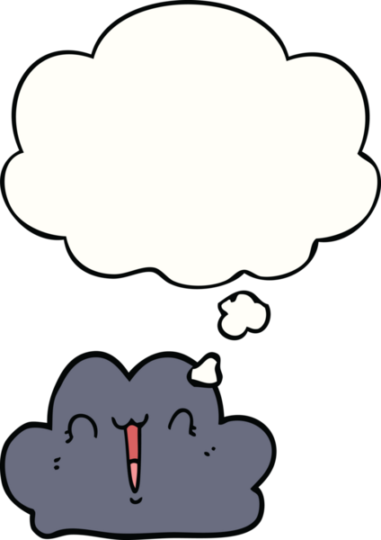 Bir insan tarafından çizilmiş düşünce baloncuklu şirin çizgi film bulutu.