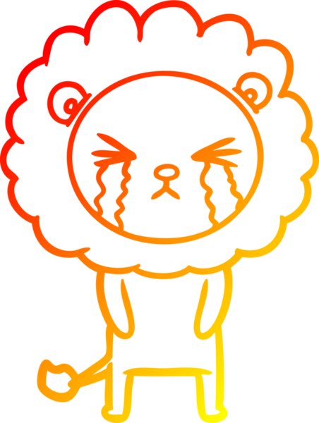 Bir insan tarafından çizilmiş, ağlayan bir aslanın çizgi çizimi.