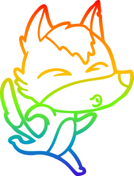 Gökkuşağı gradyan çizgi çizimi bir insan tarafından çizilmiş bir kurt çizgi