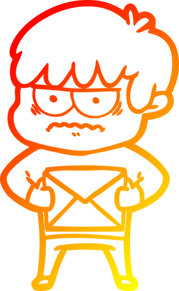 Bir insan tarafından çizilmiş kızgın çizgi film çocuğunun sıcak çizgi çizimi.