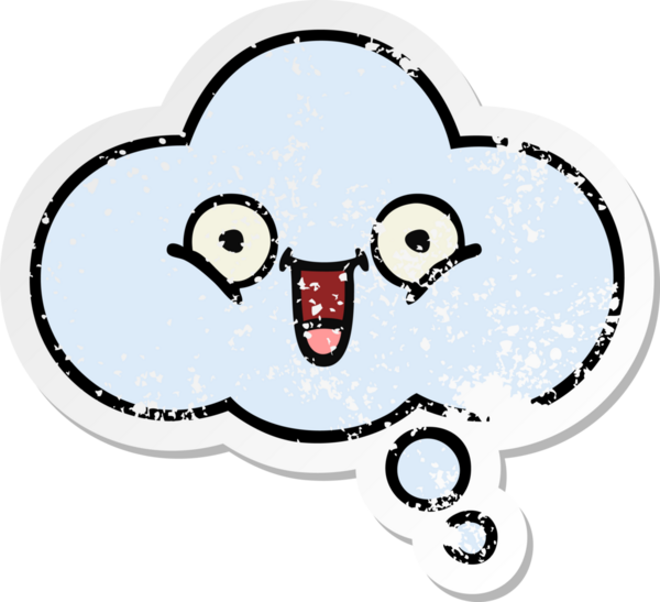 Bir insan tarafından çizilmiş tatlı bir çizgi film düşünce balonunun sıkıntılı çıkartması.