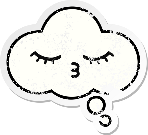 Bir insan tarafından çizilmiş tatlı bir çizgi film düşünce balonunun sıkıntılı çıkartması.