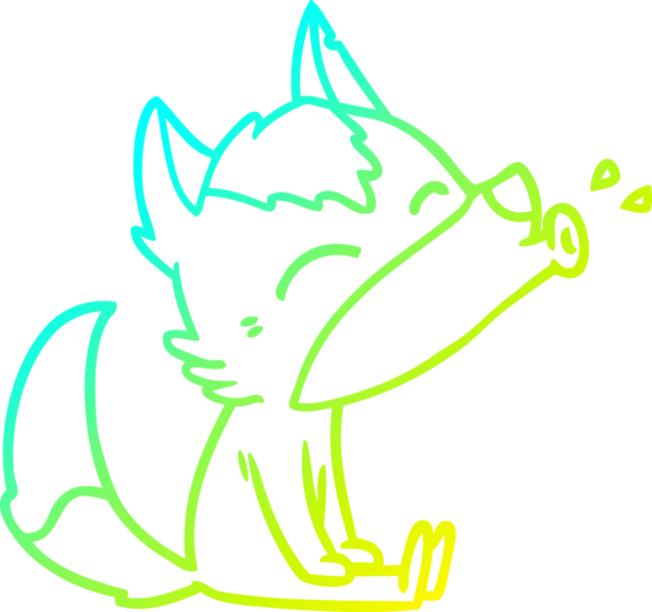 Bir insan tarafından çizilen uluyan kurt çizgi filminin soğuk gradyan çizimi