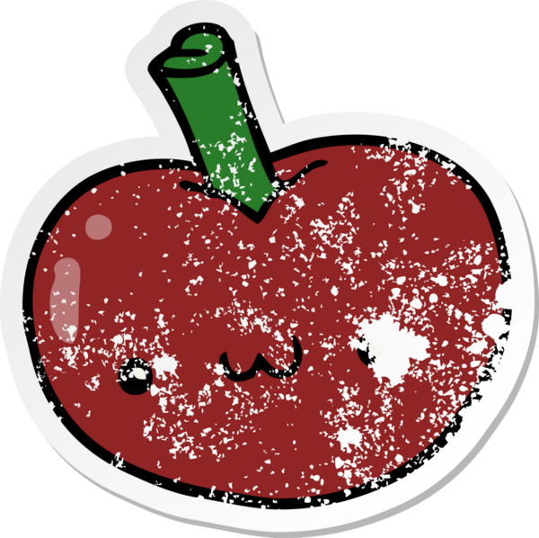 Bir insan tarafından çizilmiş karikatür elmasının sıkıntılı çıkartması.