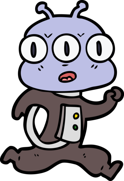 Bir insan tarafından çizilmiş üç gözlü uzaylı çizgi filmi.