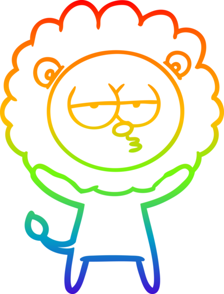 Gökkuşağı gradyan çizgi çizimi bir insan tarafından çizilmiş sıkılmış bir aslan