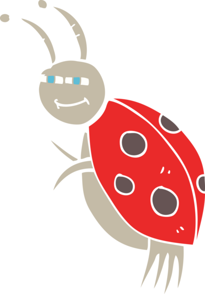 Bir insan tarafından çizilmiş uğur böceğinin düz renk çizimi