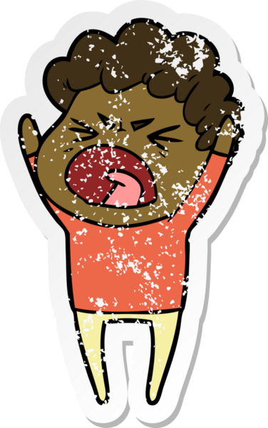 Bir insan tarafından çizilmiş öfkeli bir adamın sıkıntılı çıkartması.