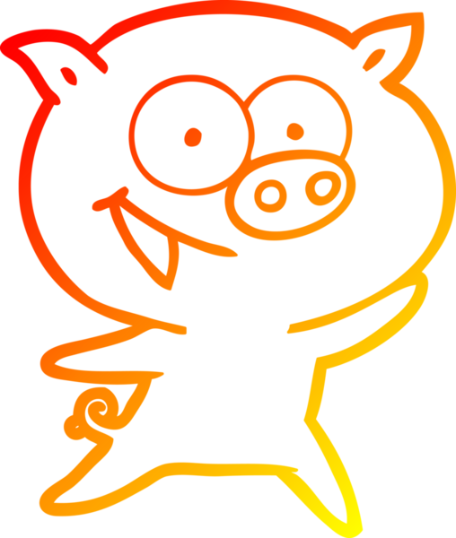 Bir insan tarafından çizilmiş neşeli bir domuz çizgi filmi.