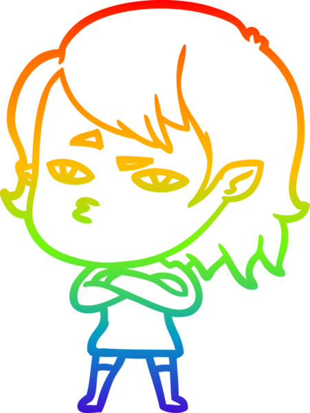 Gökkuşağı gradyan çizimi Bir insan tarafından çizilen vampir kız çizgi