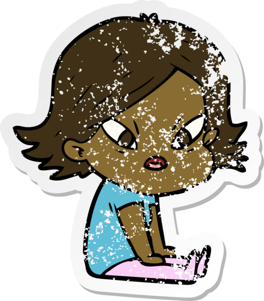 Bir insan tarafından çizilmiş stresli bir karikatür çıkartması.