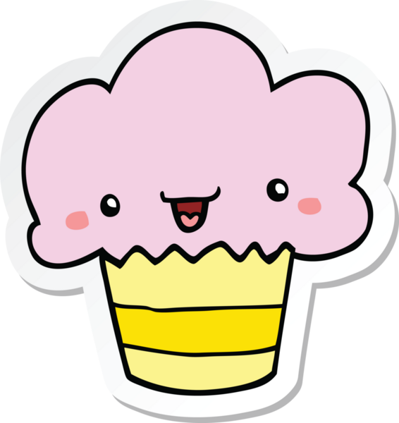 Bir insan tarafından çizilmiş karikatür kapkekinin etiketi.