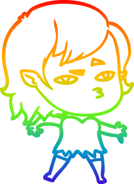 Gökkuşağı gradyan çizimi Bir insan tarafından çizilen vampir kız çizgi