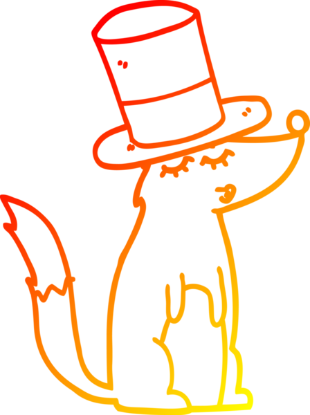 Bir insan tarafından çizilmiş silindir şapkayla ıslık çalan bir kurt çizgi film karakteri.