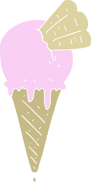 Bir insan tarafından çizilmiş dondurma külahının düz renk çizimi