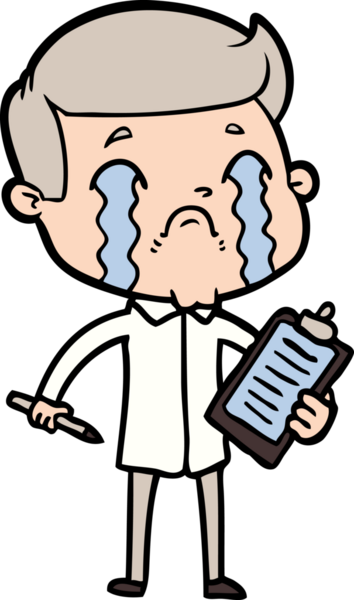 Bir insan tarafından çizilmiş ağlayan çizgi film adamı.