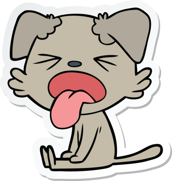 Bir insan tarafından çizilmiş, oturan bir köpeğin çıkartması.