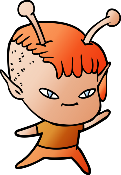 Bir insan tarafından çizilmiş sevimli uzaylı kız çizgi filmi.