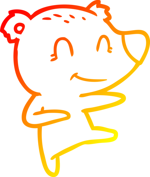 Bir insan tarafından çizilmiş gülen ayı çizgi filminin sıcak gradyan çizimi