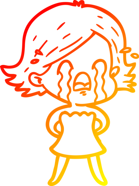 Bir insan tarafından çizilmiş, ağlayan bir çizgi kadın çizimi.