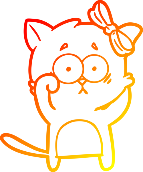 Bir insan tarafından çizilmiş çizgi film kedisinin sıcak çizgi çizimi