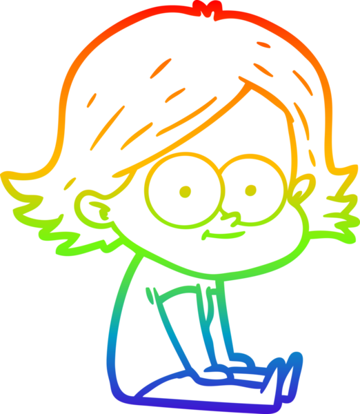 gökkuşağı gradyan çizimi mutlu bir çizgi film kızı bir insan tarafından çizildi