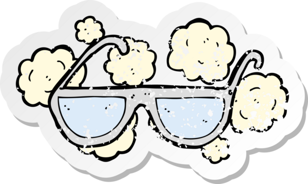 Bir insan tarafından çizilmiş karikatür gözlüğünün gerilimli yapıştırması.