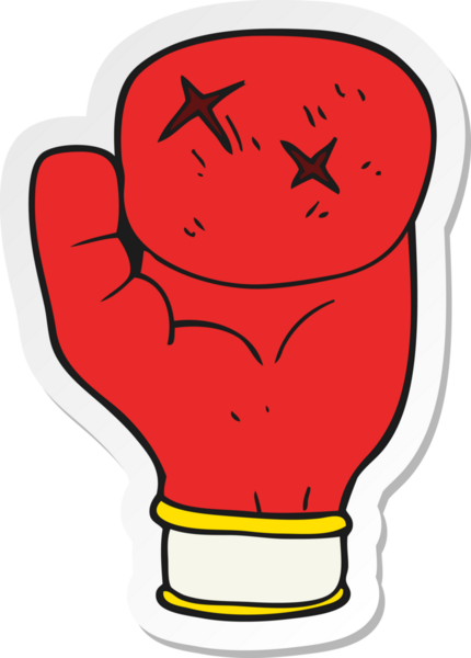 Bir insan tarafından çizilmiş bir boks eldiveninin çıkartması.