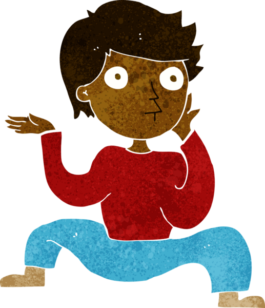 Çizgi filmci çocuk bir insan tarafından çizilmiş çılgın bir dans yapıyor.