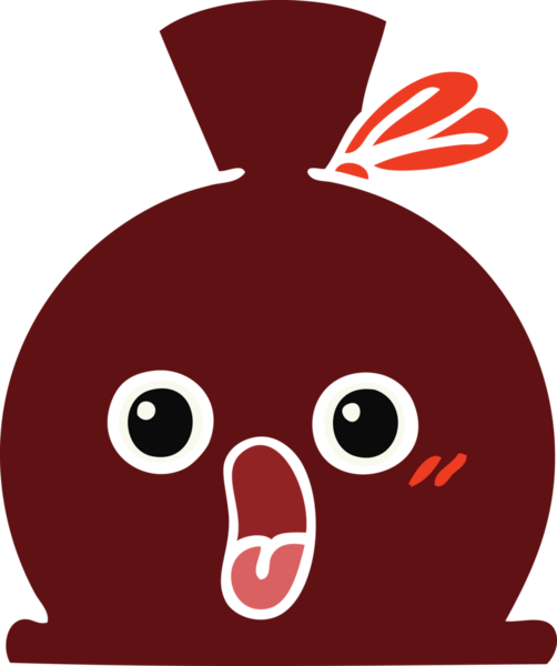 Bir insan tarafından çizilmiş bir çuvalın düz renkli retro karikatürü