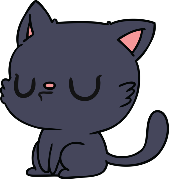 Bir insan tarafından çizilmiş kawaii kedisinin serbest çizimi.