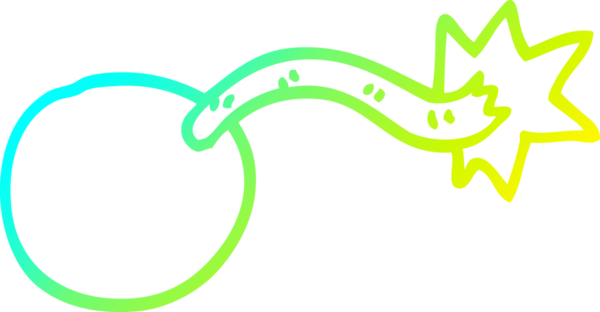 Bir insan tarafından çizilmiş yuvarlak çizgi film bombasının soğuk gradyan çizgisi.