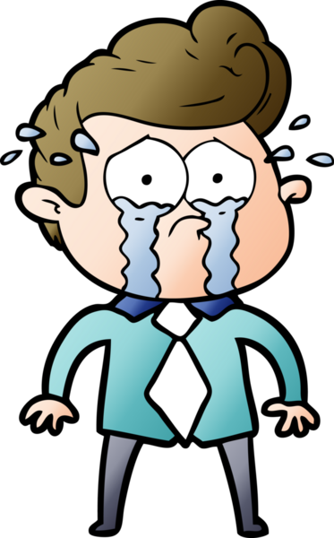 Bir insan tarafından çizilmiş ağlayan bir karikatür.