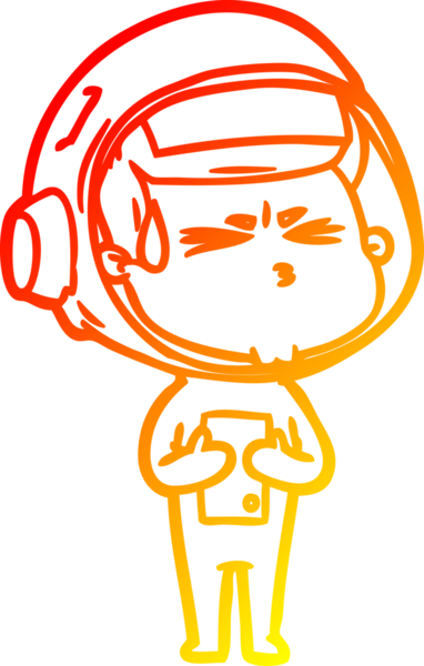 Bir çizgi film karakteri, bir insan tarafından çizilmiş astronot çizimi.