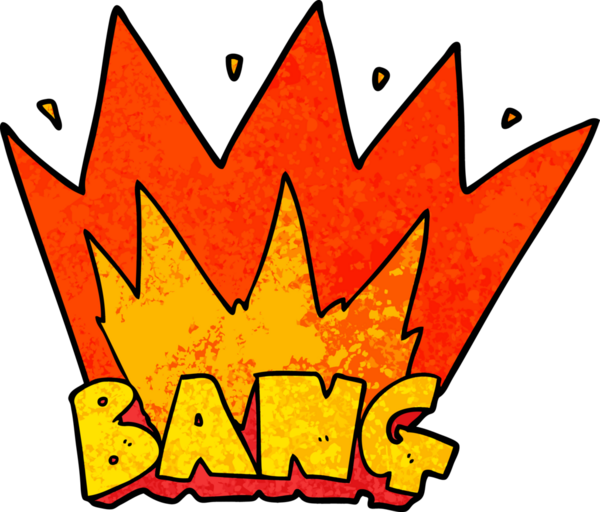 Bir insan tarafından çizilmiş çizgi film patlama işareti.