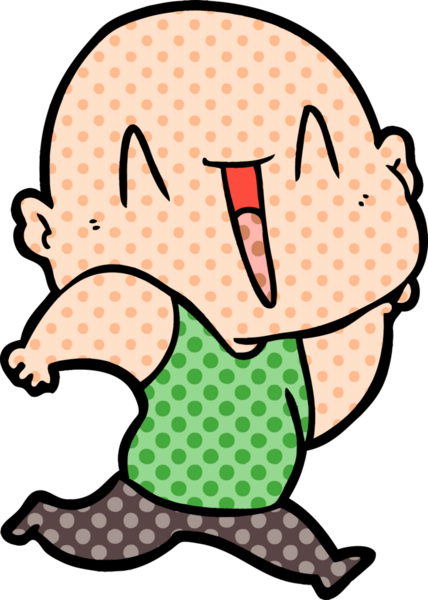 Bir insan tarafından çizilmiş mutlu, kel adam.