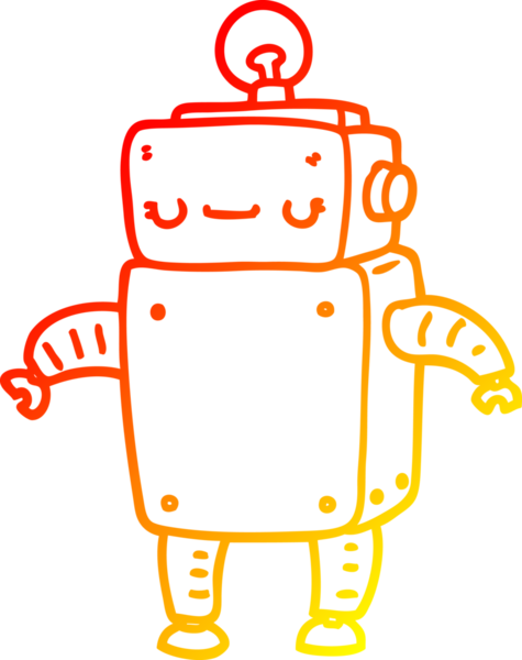 Bir insan tarafından çizilen çizgi film robotunun sıcak çizgi çizimi