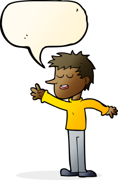 Bir insan tarafından çizilen konuşma baloncuğuyla ulaşan mutlu adam çizgi filmi.