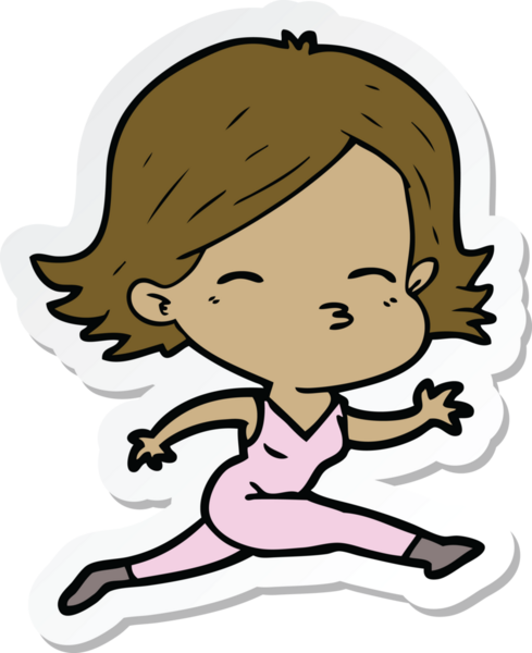 Bir insan tarafından çizilmiş bir karikatür kadının çıkartması.