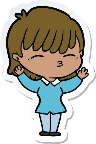 Bir insan tarafından çizilmiş bir karikatür kadının çıkartması.